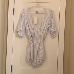 Light blue and white Tobi romper